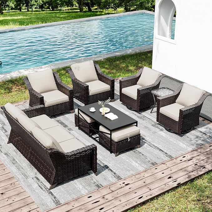 Joyside Wicker Patio Furniture Sets, 9 Pieces Upgraded Large Size Outdoor - Image 6