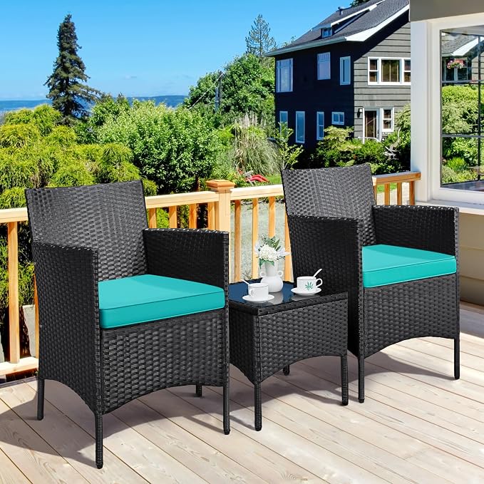 Yaheetech 3 Pieces Patio Porch Furniture Set, Outdoor PE Rattan Wicker - Image 2