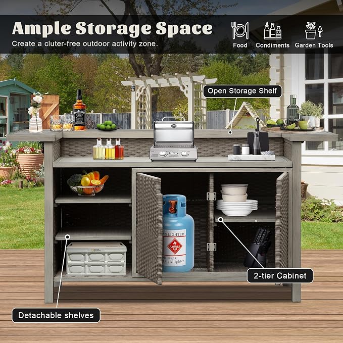 Domi Home Bar Unit，Modern Wicker Outdoor Bar Table - Image 6