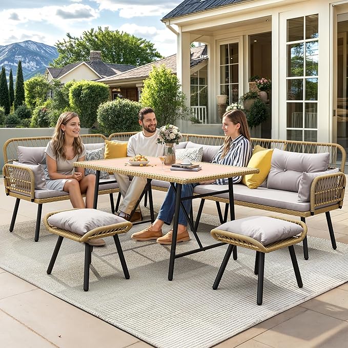YITAHOME Patio Wicker L-Shaped Furniture Set, All-Weather Rattan Outdoor - Image 2