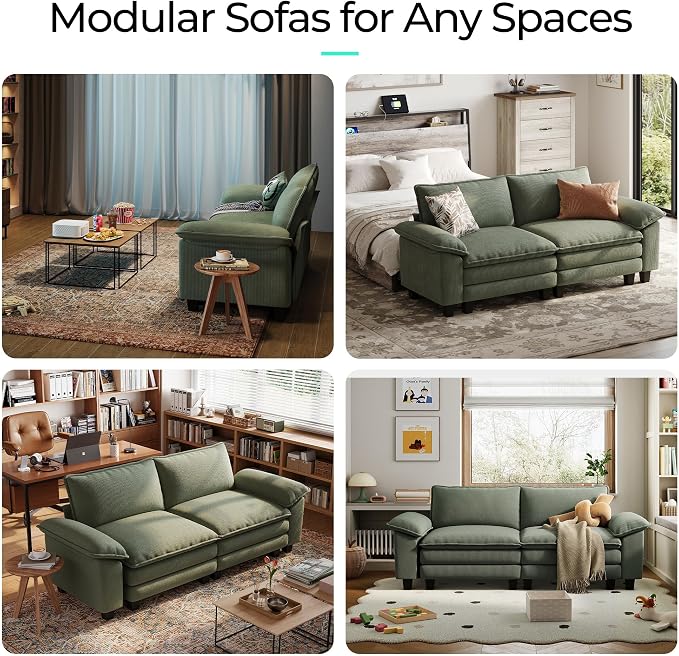 LINSY HOME 90'' Cloud Loveseat Sofa, Modular Sectional Couches Corduroy Cloud - Image 7