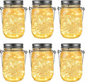 GIGALUMI Hanging Mason Jar Solar Lights, 6 Pack 30 Led Tinplate Lids Hanging by GIGALUMI