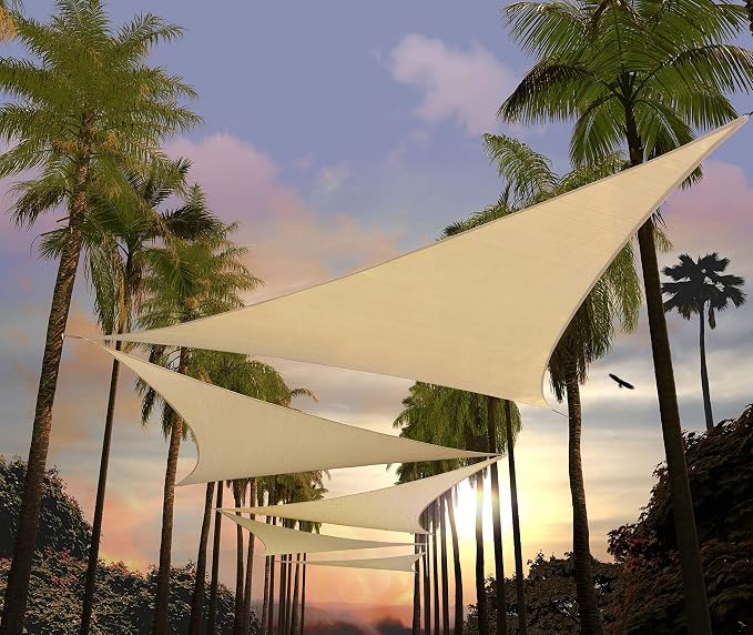 Amgo Custom Size 16' x 16' x 16' Beige Triangle Sun Shade Sail UPF50+ AGTAPRT12 by Amgo