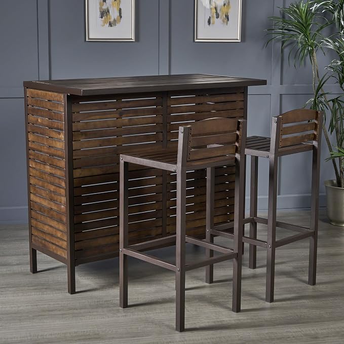 Christopher Knight Home Leni Indoor Acacia Bar Set - Image 5