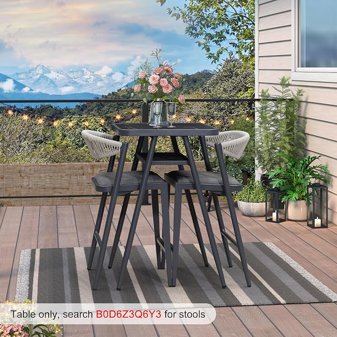 PURPLE LEAF Outdoor Aluminum Counter Height Bistro Stool Table - Image 2