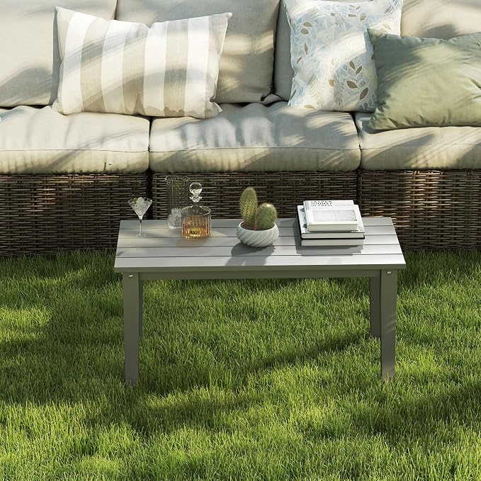 Outsunny HDPE Outdoor Coffee Table, All-Weather Rectangle Patio Coffee Table - Image 7