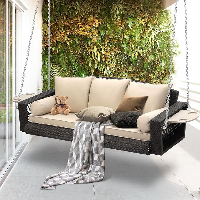 Outdoor Wicker Patio Porch Swing by USSerenaY