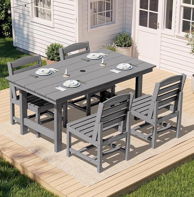 SERWALL Patio Dining Sets for 6 Person, HDPE Dining Set - Image 6