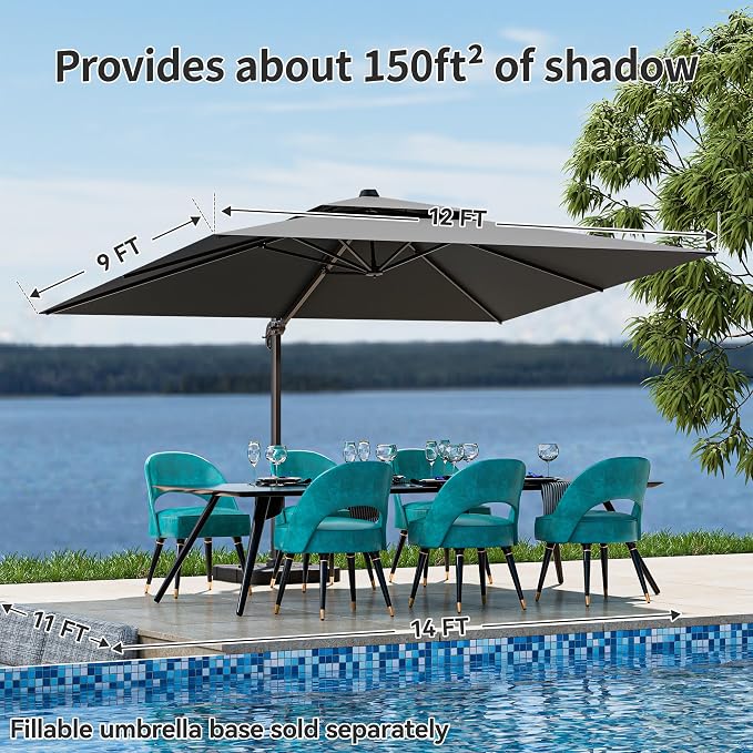 9x12FT Cantilever Patio Umbrella - Image 2