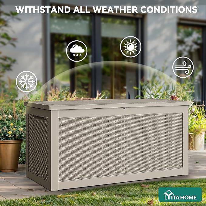 YITAHOME XXL 260 Gal Large Deck Box, Outdoor Resin Storage Box, Rattan Storage - Image 4
