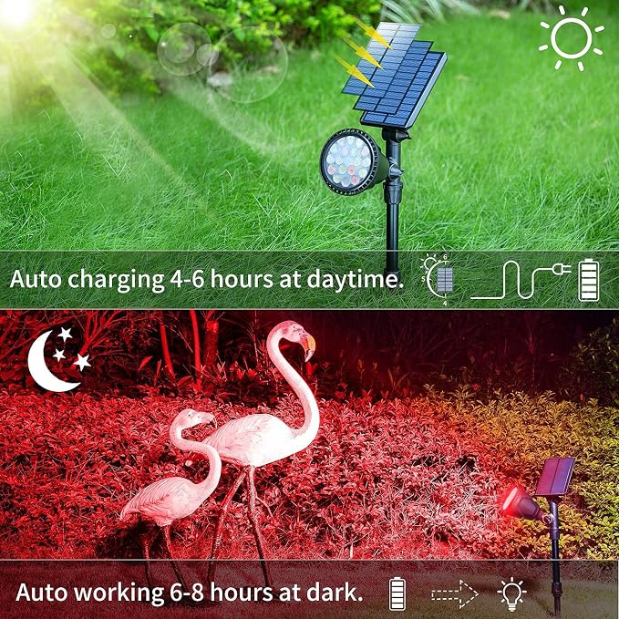 JSOT 2 Pack Christmas Solar Spotlights, RGB Solar Spot Light Outdoor Waterproof - Image 7
