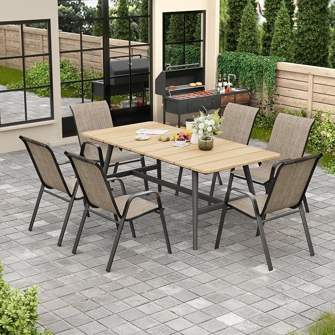 Patio Chairs Set of 4, Stackable Outdoor Dining Chairs - Image 6