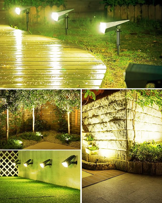 Biling Solar Spot Lights Outdoor, 2-in-1 Solar Landscape Lights 12 LED Bulbs - Image 6