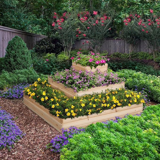 Yaheetech 3 Tier Wooden Raised Garden Bed 44.5'' L×44.5″ W×20.5″ H - Image 2