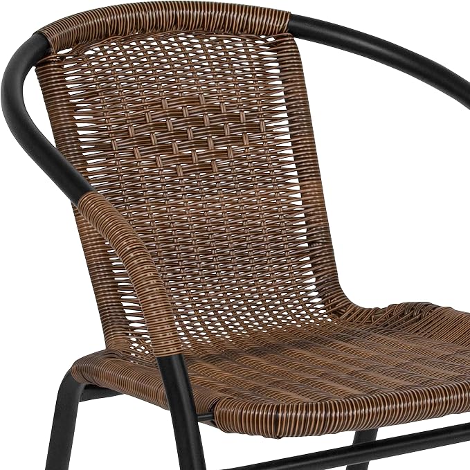 Flash Furniture Lila Medium Brown Rattan Indoor-Outdoor Restaurant Stack Chair - Image 11