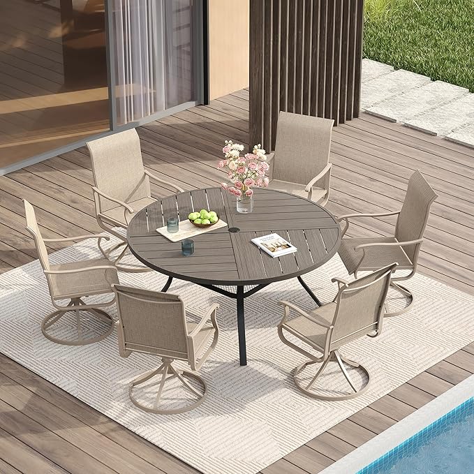 VICLLAX Round Patio Table with Adjustable Umbrella Hole - Image 2
