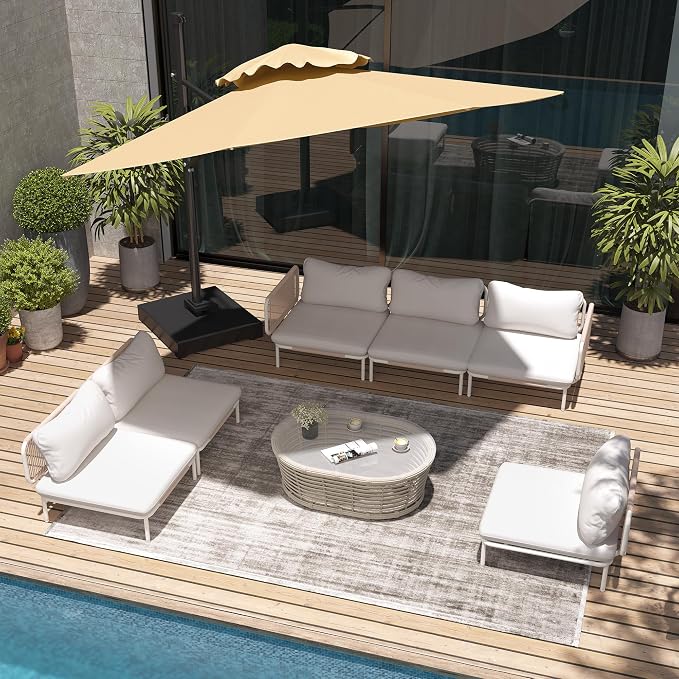 6 Piece Modern Outdoor Sectional Sofa, Weather-Resistant Metal Frame and by VredHom