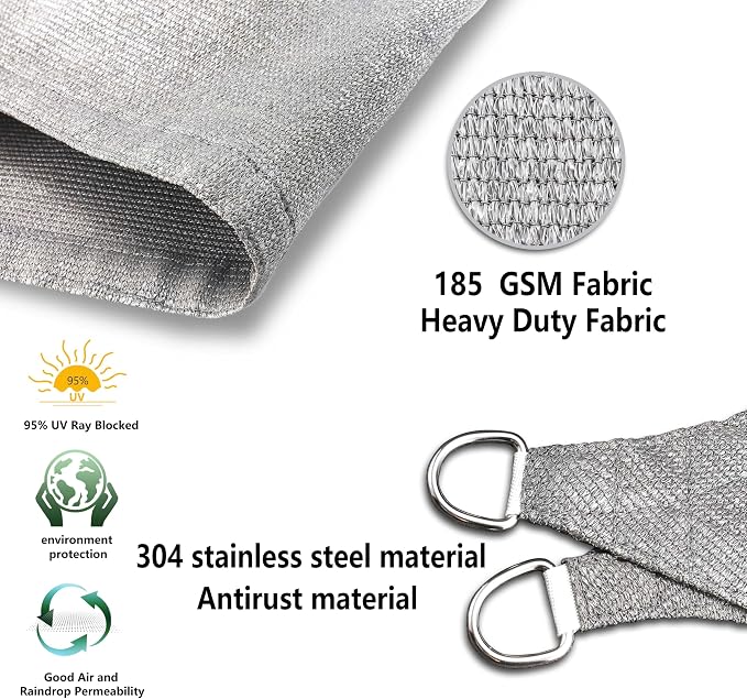 Tronssien Rectangle 10'x13' Sun Shade Sail, 95% UV Blockage Canopy Awning - Image 3