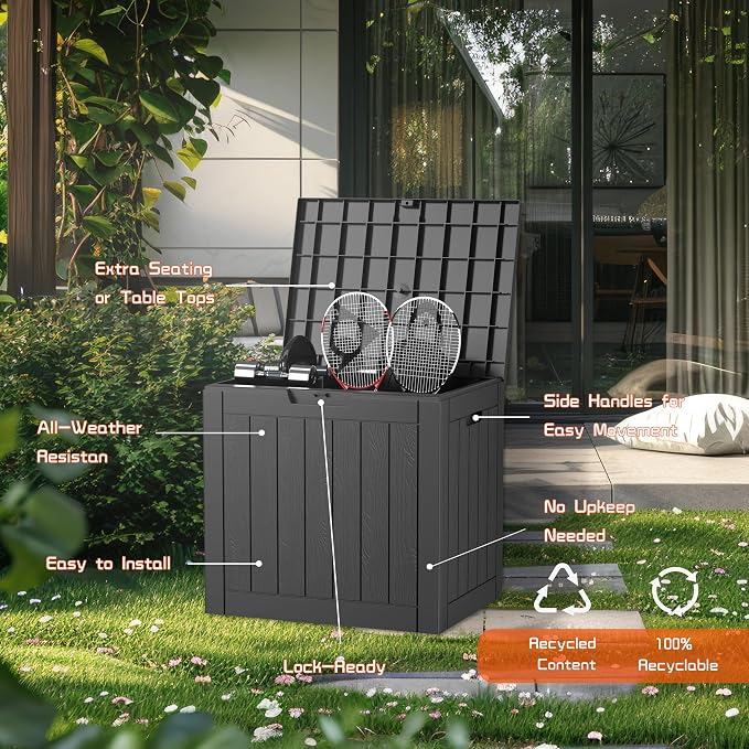 EasyUp 35 Gallon Resin Deck Box Waterproof, UV Resistant Outdoor Storage Box - Image 6