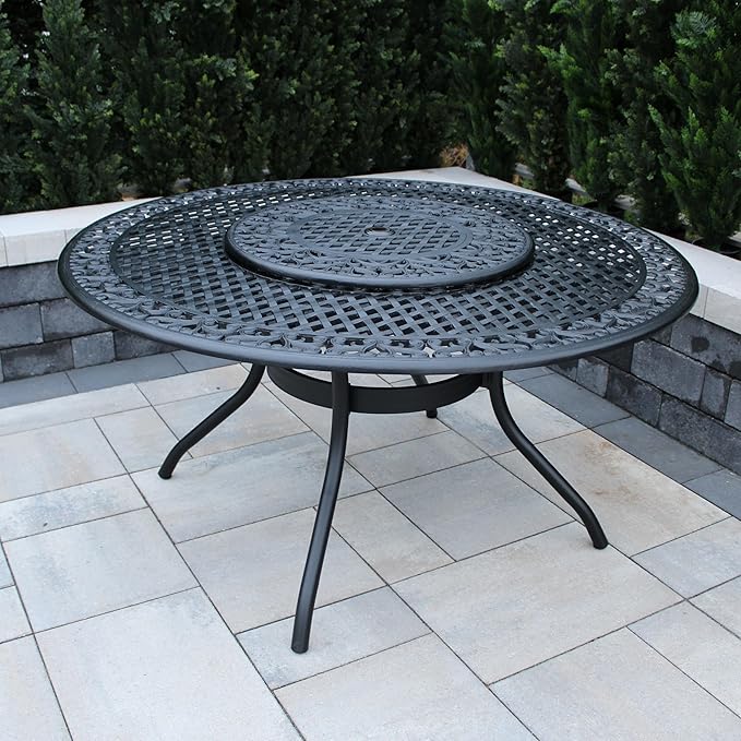 Oakland Living Ornate Outdoor Mesh Aluminum 59-in Black Large Round Patio by Oakland+Living