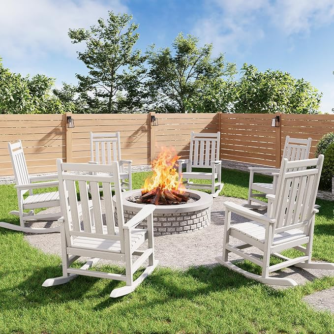GarveeLife Poly Lumber Rocking Chair Outdoor Set of 6 by GarveeLife