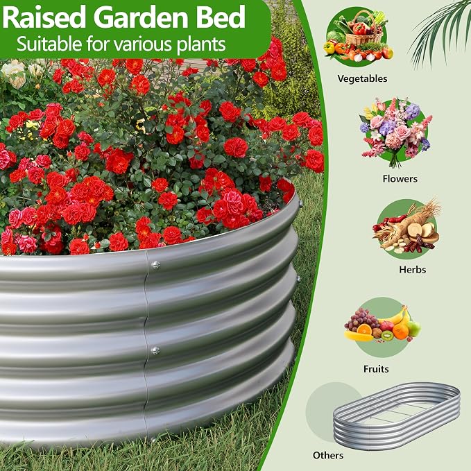 2PCS 8x2x1ft Galvanized Metal Raised Garden Bed Kit, Outdoor Planter Box - Image 6