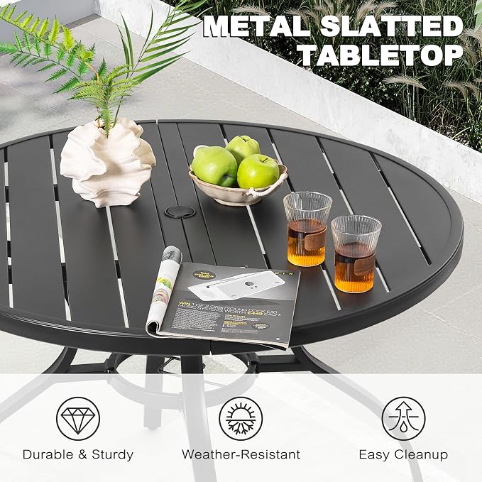 NUU GARDEN 41" Round Metal Outdoor Patio Dining Table - Image 6