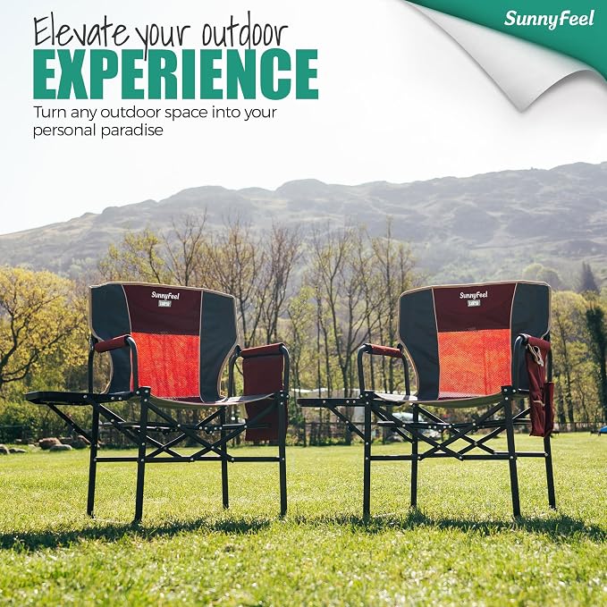 SUNNYFEEL Camping Directors Chair, Heavy Duty, Oversized Portable Folding Chair - Image 3