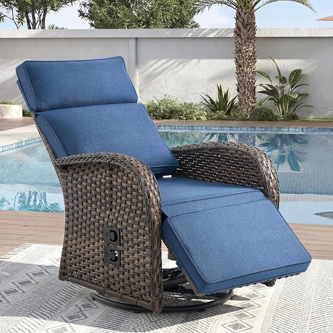 Zero Gravity Patio Swivel Rocking Recliner Chair by JelwalyPatioFurnitureSet