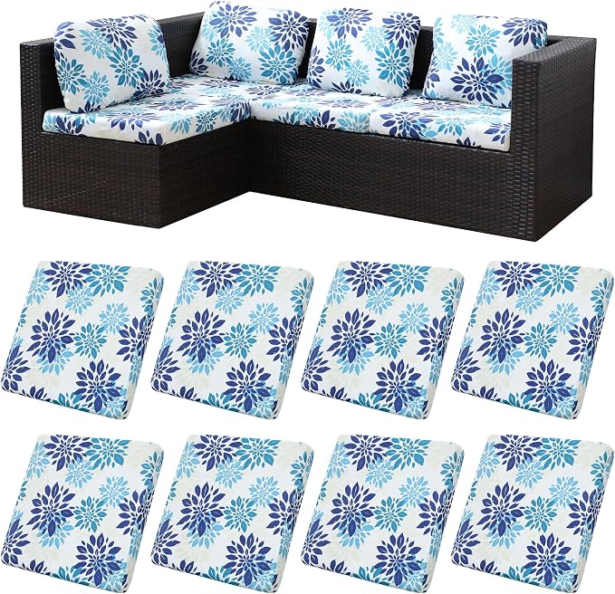 8Pcs Stretch Patio Cushion Covers, Outdoor Couch Covers Replacement, Outdoor by BIETYONE