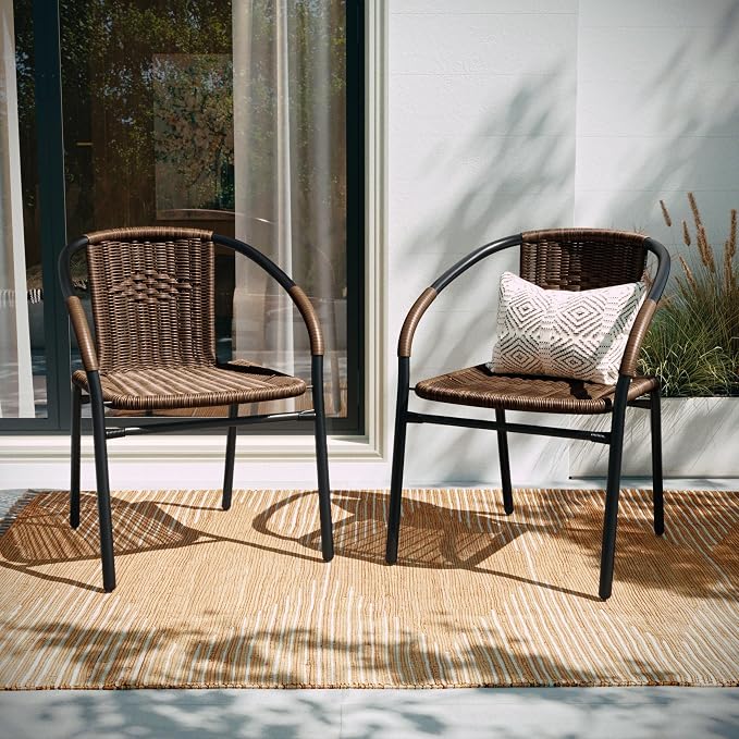 Flash Furniture Lila Modern Rattan Indoor/Outdoor Stackable Dining Chairs - Image 7