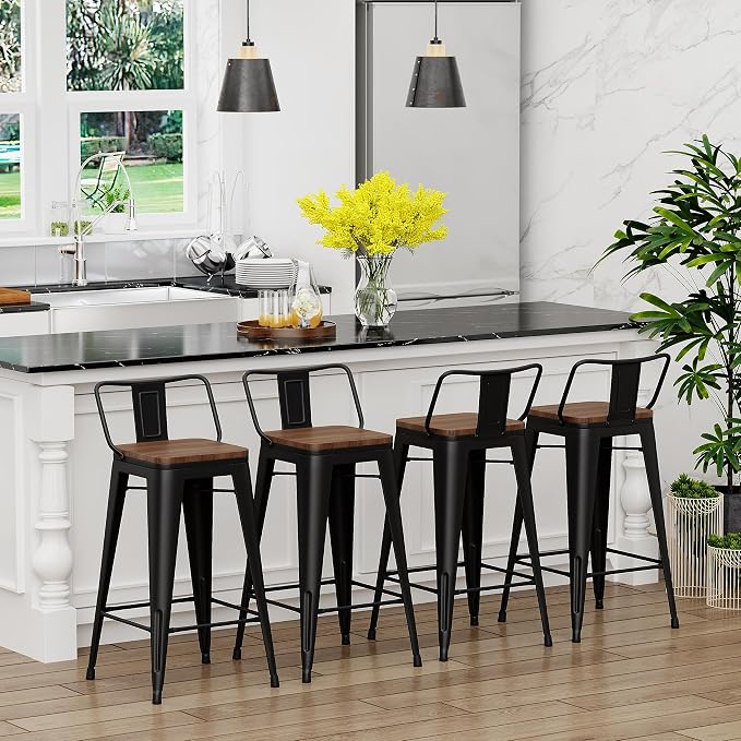Yongchuang 24" Metal Barstools Set of 4 Counter Bar Stools - Image 4