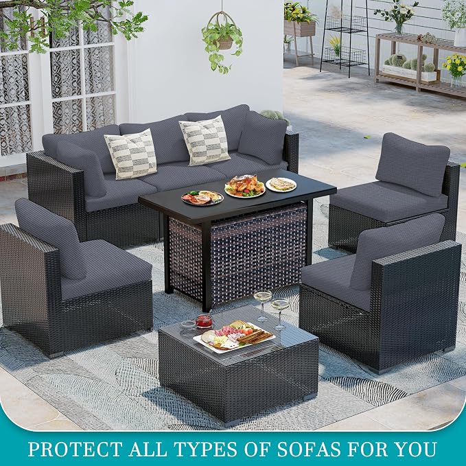 12Pcs Stretch Patio Cushion Covers, Outdoor Couch Covers Replacement, Outdoor - Image 4