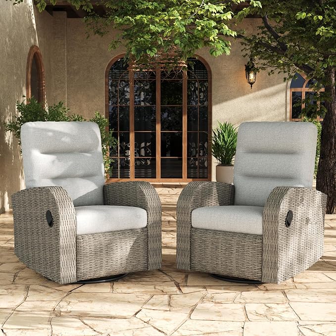 LayinSun Oversized Wicker Outdoor Swivel Glider Recliner by LayinSun