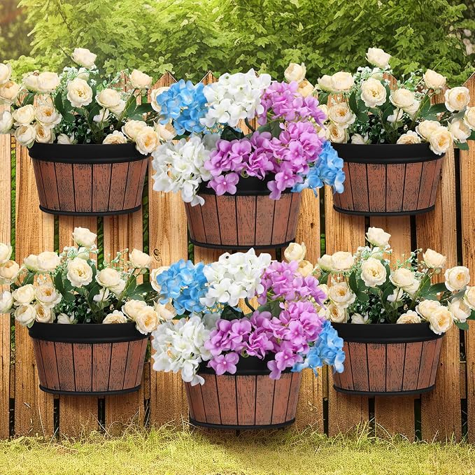 Layhit 6 Pcs Wall Hanging Planters Outdoor Pot Planter Wine Barrel Planter by ShungLan