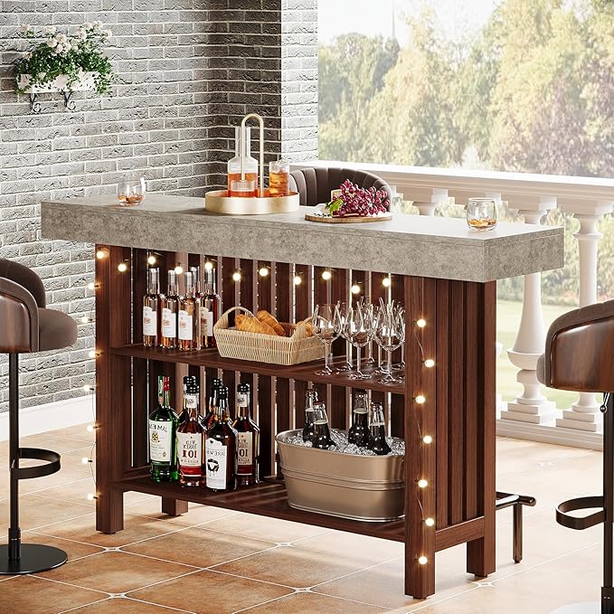 Tribesigns 63-Inch Large Home Bar Unit, 2-Tier Mini Bar Table, Height Pub Table - Image 5