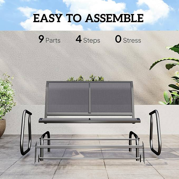 Outsunny 2-Person Outdoor Glider Bench, Patio Double Swing Rocking Chair - Image 5