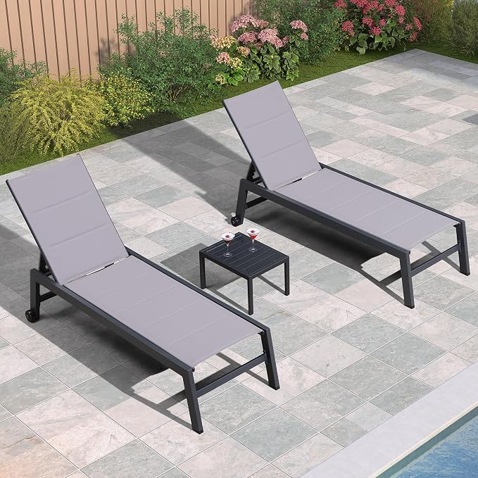 PURPLE LEAF Outdoor Chaise Lounge Set of 2 Aluminum Patio Lounge Chair by PURPLELEAF