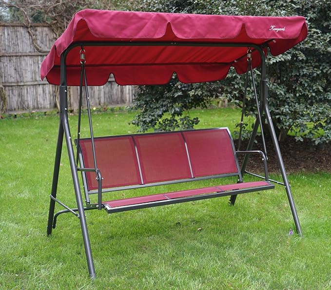 Kozyard 3-Person Outdoor Canopy Porch Swing Chair, Breathable Textilene Armrest - Image 2