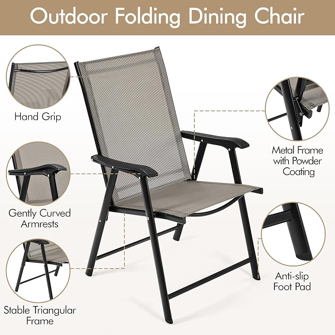 Yaheetech Outdoor Patio Chairs Set of 4, Portable Dining Chairs - Image 6