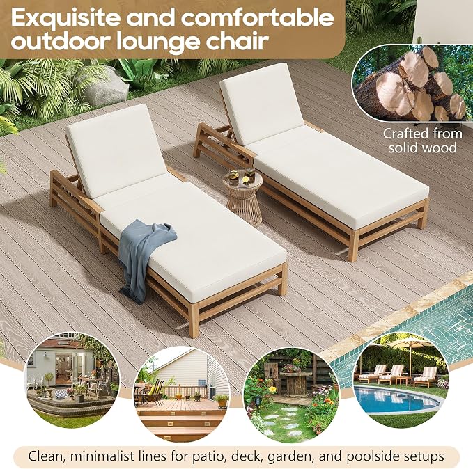 LUMISOL Patio Chaise Lounge Chair, 5-Position Adjustable Outdoor Chaise Lounge - Image 3