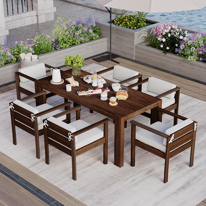 Merax 7-Piece Patio Dining Table Set, Outdoor Furniture Set by Merax