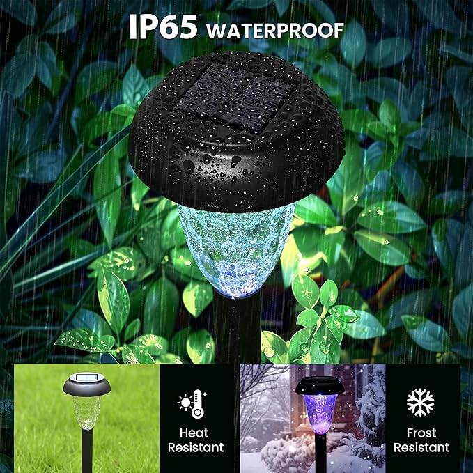 Solar Pathway Lights Outdoor Waterproof 12 Pack Color Changing Garden Light - Image 5