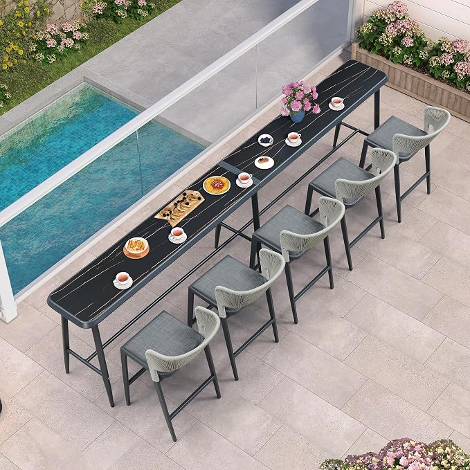 PURPLE LEAF Outdoor High Bar Table Extra-Long Rectangular Patio Pub Balcony - Image 3