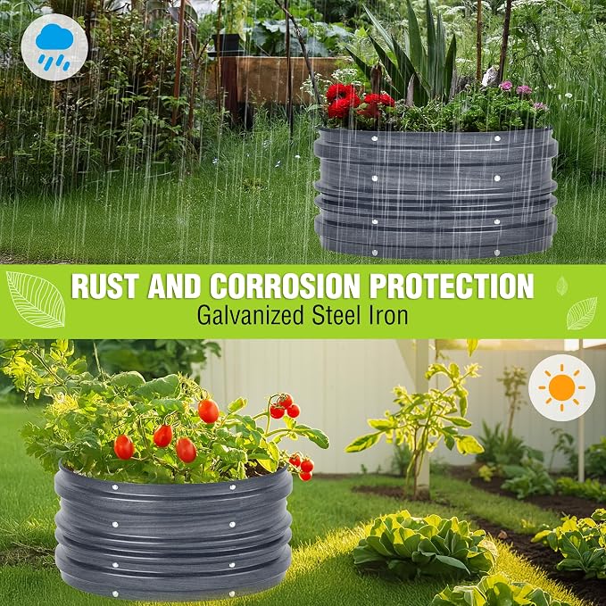 WORKPRO 3Pcs 2x2x1ft Galvanized Raised Garden Bed Set, Rust & Corrosion - Image 4