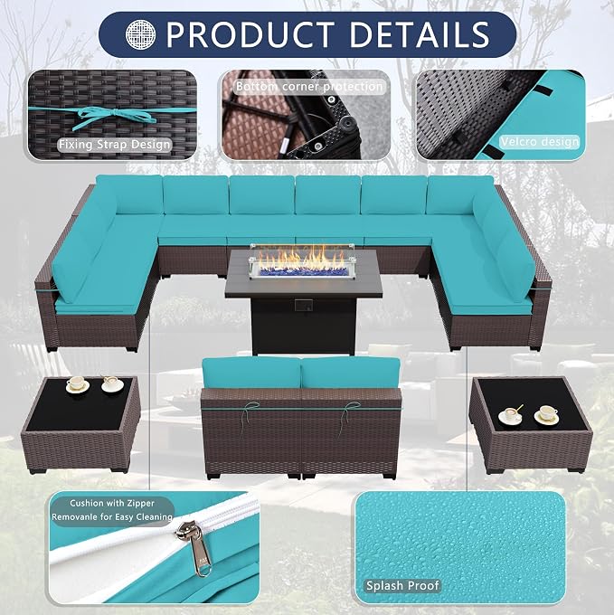 Outdoor Terrace Furniture Set, 15 Piece Outdoor Furniture Set, - Image 5