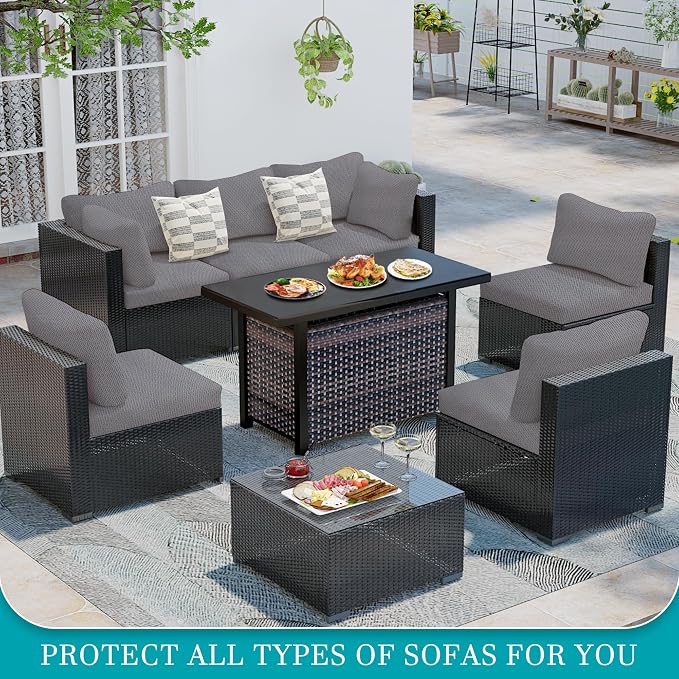 14Pcs Stretch Patio Cushion Covers, Outdoor Couch Covers Replacement, Outdoor - Image 4