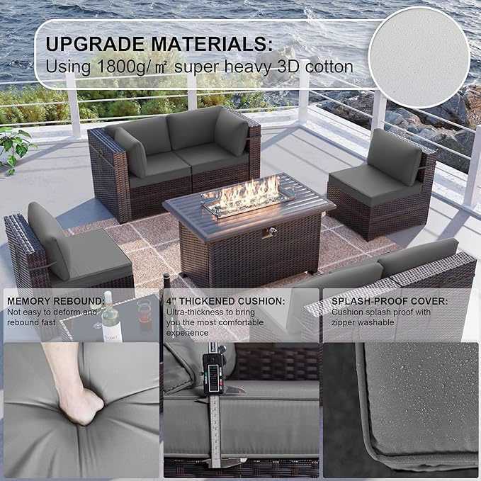 Kullavik 8 Pieces Outdoor Patio Furniture Set, Sectional Sofa Set - Image 3