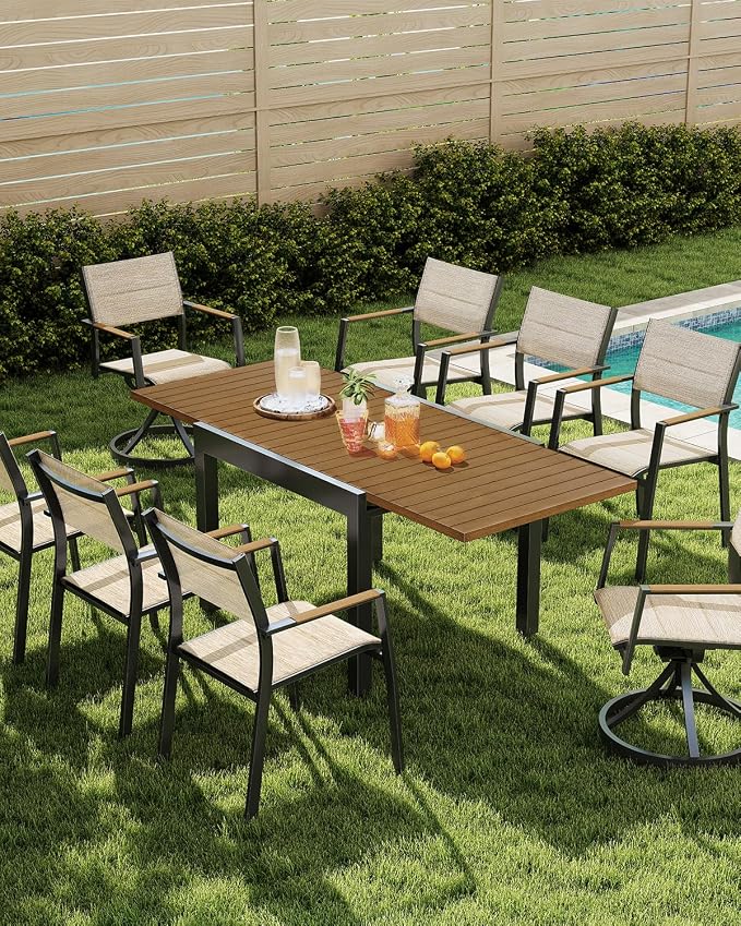 Expandable Patio Dining Table, Never-Rust Aluminum Extendable Outdoor Dining - Image 4
