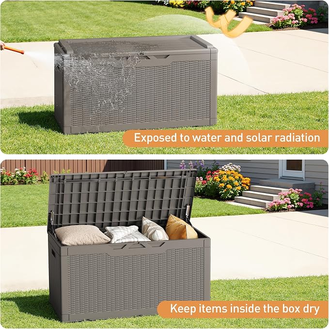 Greesum 100 Gallon Resin Deck Box Large Outdoor Storage Boxes - Image 4